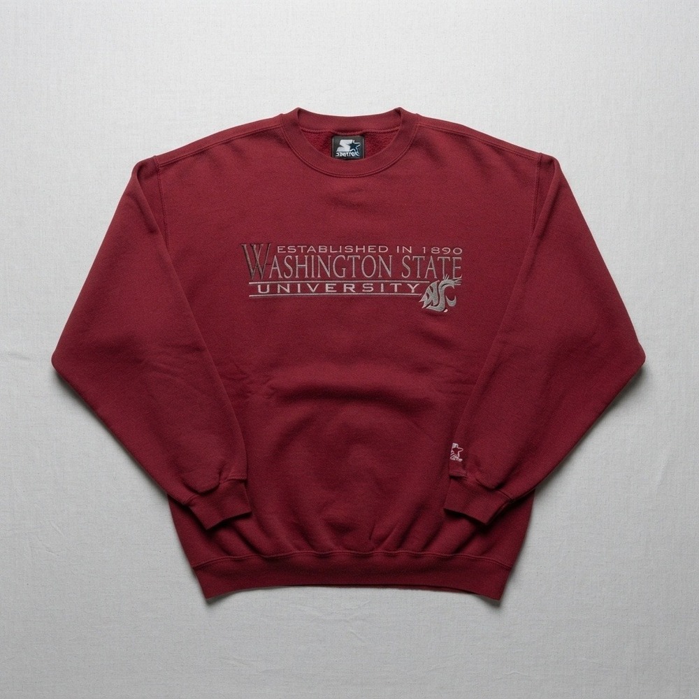 Starter Washington State University Sweatshirt Vintage Embroidered Maroon XXL